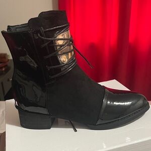 Black Patent Leather Ankle Boots